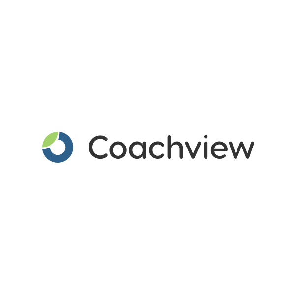 Coachview logo met groene en blauwe cirkel en zwarte tekstweergave